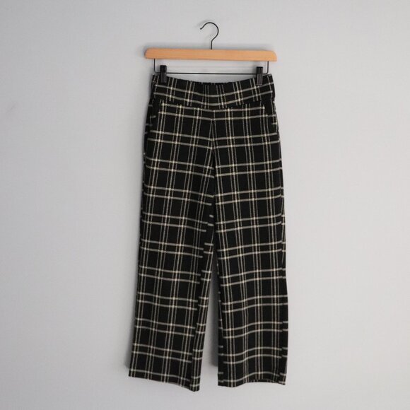 Liverpool Mabel Plaid XS Black Cropped Wide Leg Pull On Office Pants - Picture 2 of 13